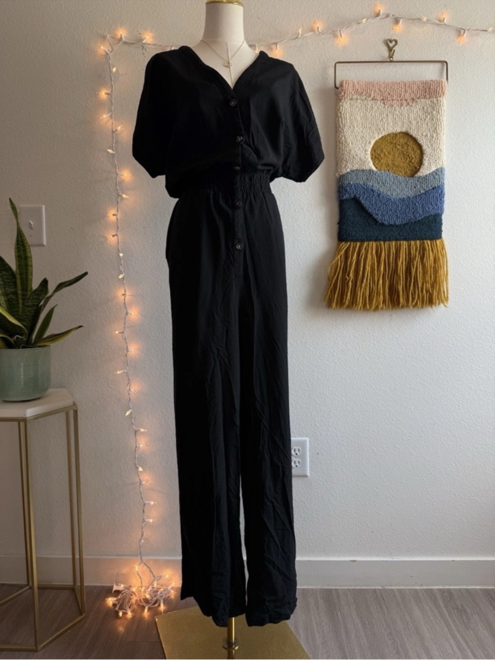 Marine Layer Tencel Black Jumpsuit Women’s Size L Casual Soft Beachy Romper